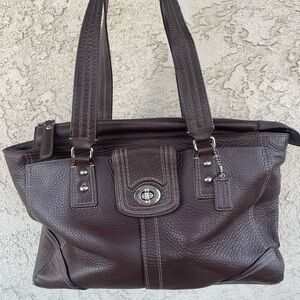 Vintage Coach Dark Brown Leather Shoulder Bag